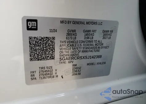 2025 Buick Enclave Avenir z USA, uszkodzony, nr VIN 5GAERCRSXSJ142369